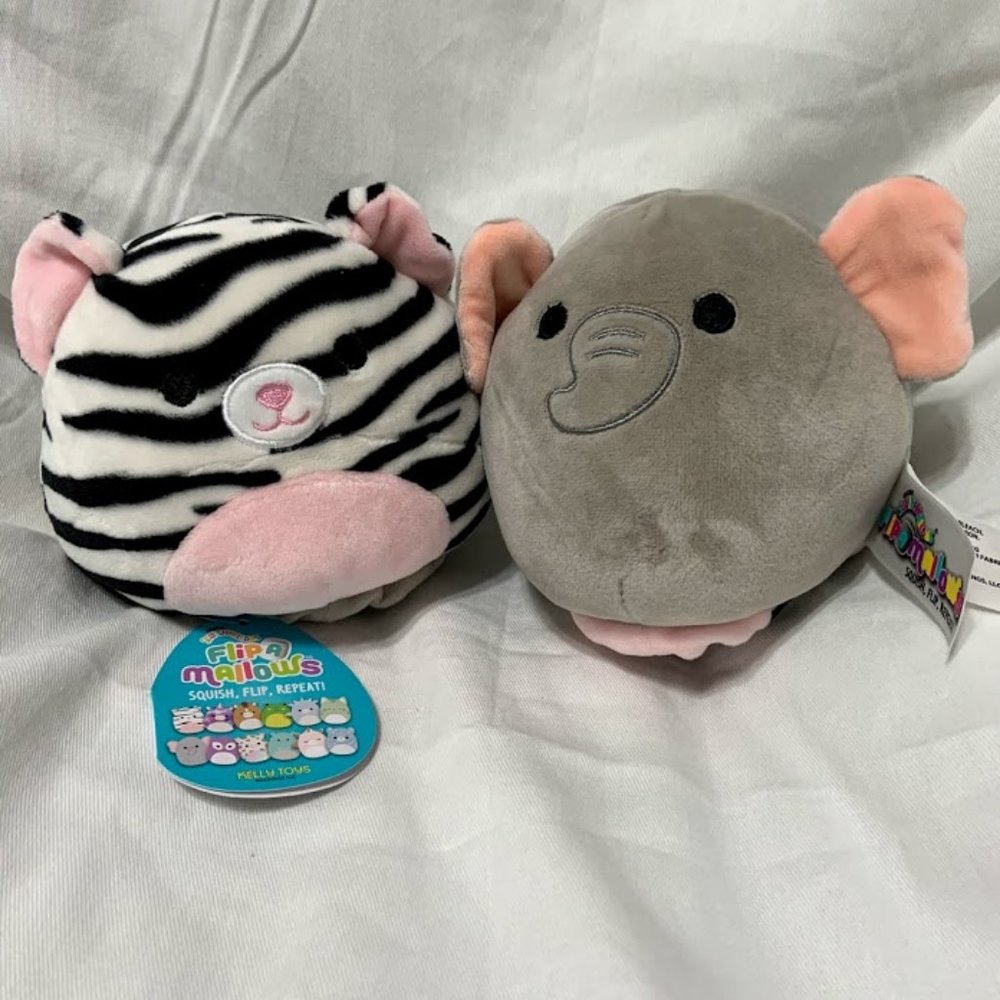 Squishmallow 5" Flip A Mallow Tiger & Elephant New